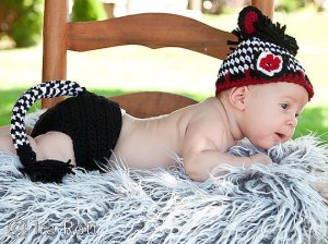Handmade Crochet Zebra Cub Hat with Diaper Cover