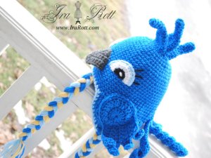 Crochet blue jay parrot hat