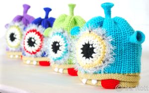 Crochet and knit one eye alien monster hat for newborn to kids sizes