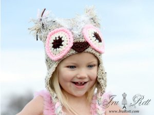 Handmade Crochet Pink Owl hat for all ages