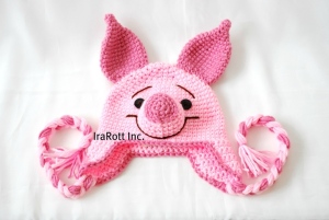 Handmade Crochet Piglet Hat for all ages