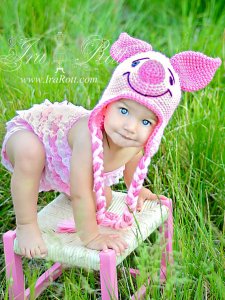 Handmade Crochet Pinky the Piglet Animal Hat for all ages.