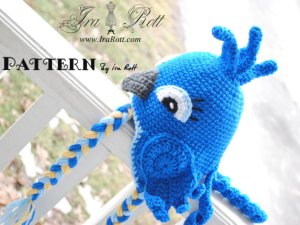 Blue Jay Parrot Bird Hat PDF Crochet Pattern by Ira Rott