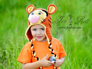Handmade Crochet Tiger Animal Hat for all ages