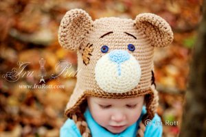 Handmade Crochet Classic Teddy Bear Hat for boys and girls