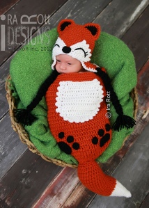 handmade crochet fox animal hat & cocoon set for newborn babies