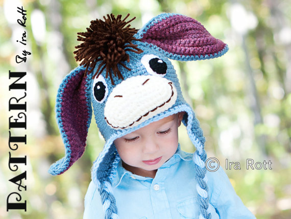 FUNKY DONKEY HAT WITH TAIL AND MOHAWK PDF CROCHET PATTERN