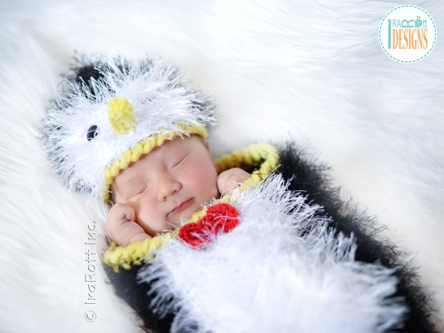 Penguin Baby Hat and Cocoon Crochet Patten
